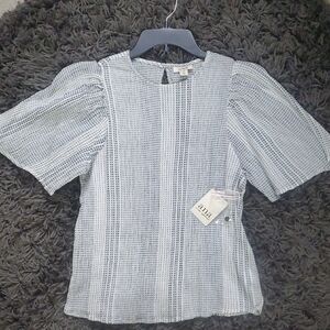 a.n.a Blue Textured Blouse
